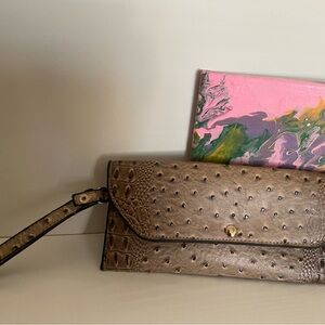 Elegant Brown Crocodile Embossed Clutch